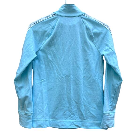 Lilly Pulitzer Skipper Popover Quarter Zip Sweatshirt Blue Lace Accents Women XS - Picture 5 of 5